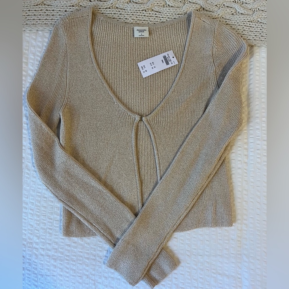 SOLD - NWT Abercrombie Lurex Sparkle Slim Cardigan - Picture 3 of 4